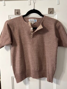 100% Virgin Wool Vintage Snowflake Short-Sleeve Sweater